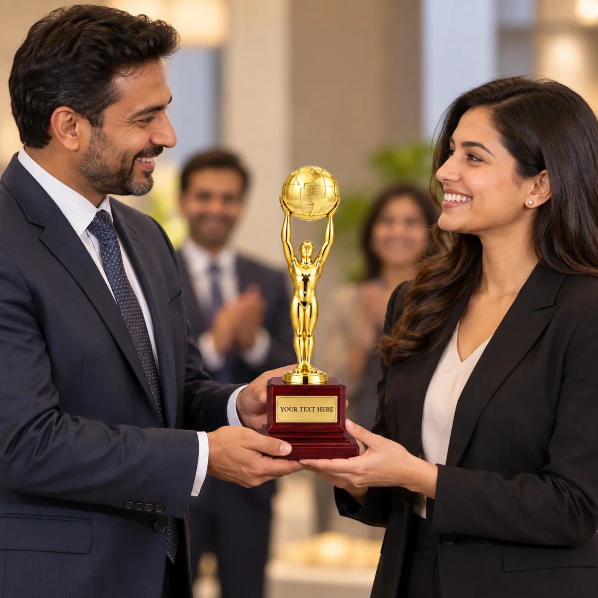Gold Victory Figure Globe Trophy - view 3